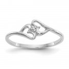 Finest Gold 14K White Gold Polished AA Diamond Heart Ring, Size 6