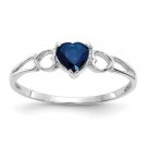 Finest Gold 10k White Gold Polished Geniune Sapphire Birthstone Ring