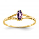 Finest Gold 14K Amethyst Birthstone Ring, Size 7