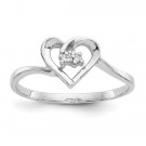 Finest Gold 14K White Gold 0.02 CTW Diamond Heart Mounting Ring, Size 6