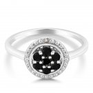 Gem Stone King 925 Sterling Silver Round Black and White Diamond Women's Ring