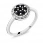 Gem Stone King 925 Sterling Silver Round Black and White Diamond Women's Ring