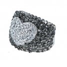 Stunning Platinum Plated Austrian Crystals Heart Engagement Ring