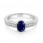 Gem Stone King 925 Sterling Silver Blue Sapphire and White Topaz Women Engagement Ring