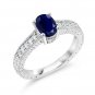 Gem Stone King 925 Sterling Silver Blue Sapphire and White Topaz Women Engagement Ring