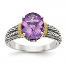 Shey Couture QTC721-6 Sterling Silver with 14K Gold Amethyst Ring - Size 6