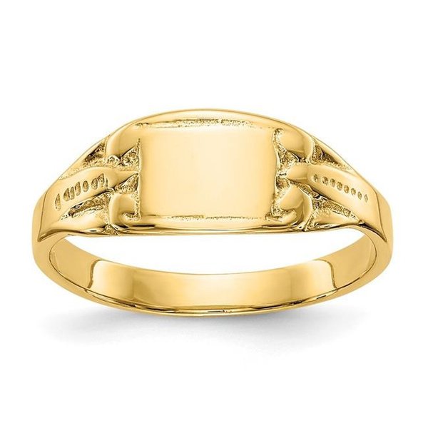 14K Yellow Gold Polished Rectangular Baby Signet Ring - Size 3.25