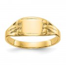 14K Yellow Gold Polished Rectangular Baby Signet Ring - Size 3.25