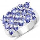 Malaika QR13610TAN-SSR-6 3.75 Carat Genuine Tanzanite 0.925 Sterling Silver Ring