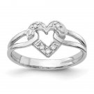 Finest Gold 14K White Gold Polished 0.05 CTW Diamond Heart Mounting Ring, Size 6