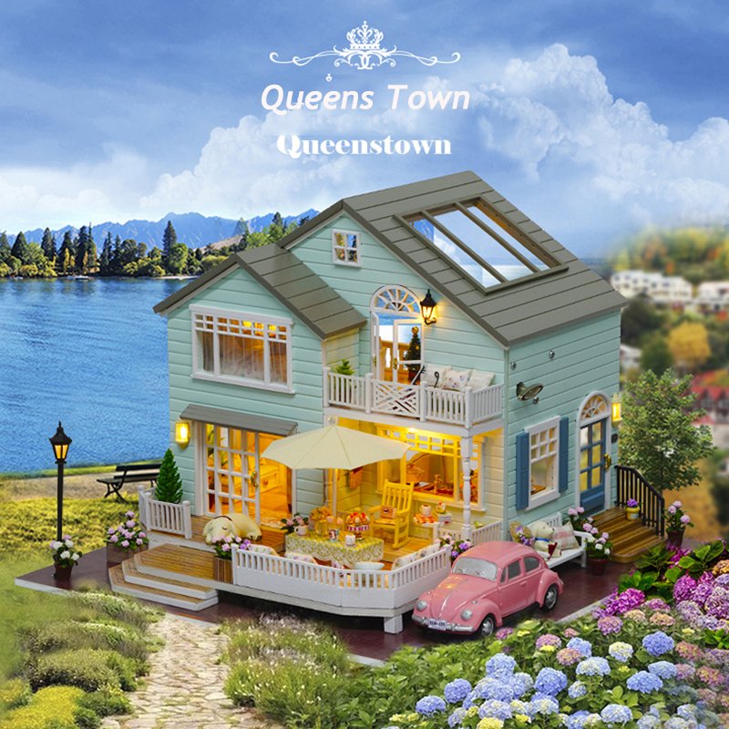 Dollhouse Miniature The Summer House DIY Wooden Toy - Free Shipping