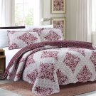 3 Piece Quilt Set Emma-Burgundy (QueenSize)