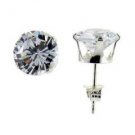 .925 Sterling Silver 8 Mm Brilliant Cut (2 Carat Size Each) Cubic Zirconia Stud Earrings