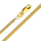 14K Yellow Gold 1.0mm Braided Square Wheat Chain Necklace with Lobster Claw 24 Inch