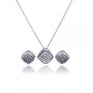 Cubic Zirconia CZ .925 Sterling Silver Necklace Pendant Earrings Jewelry Set