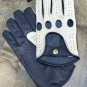 Women's Handmade Genuine Napa Leather for Driving Gloves Blue & White