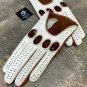 Men's Brown & White Driving Gloves Napa Lambskin & Nubuck Leather