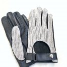 Handmade Black Men's Driving Knitted Genuine Napa Leather Gloves