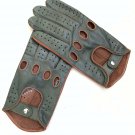 Men's Driving Genuine Napa Leather Handmade Gloves Green & Cognac Men's Driving Genuine Napa Leather Handmade Gloves Green & Cognac
