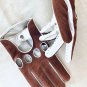 Men's Brown & White Driving Gloves Italian Napa Lambskin Leather