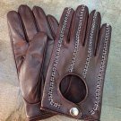 Men's Handmade Driving Italian Napa Leather Brown Gloves