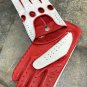 Driving Handmade Gloves for Men's made from White & Red Genuine Leather