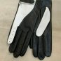 Handmade Men's Driving Black & White Italian Napa Leather Gloves