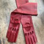 Handmade Women's Evening Semi-Fingerless Napa Leather Lambskin Long Red Gloves