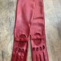 Handmade Women's Evening Semi-Fingerless Napa Leather Lambskin Long Red Gloves