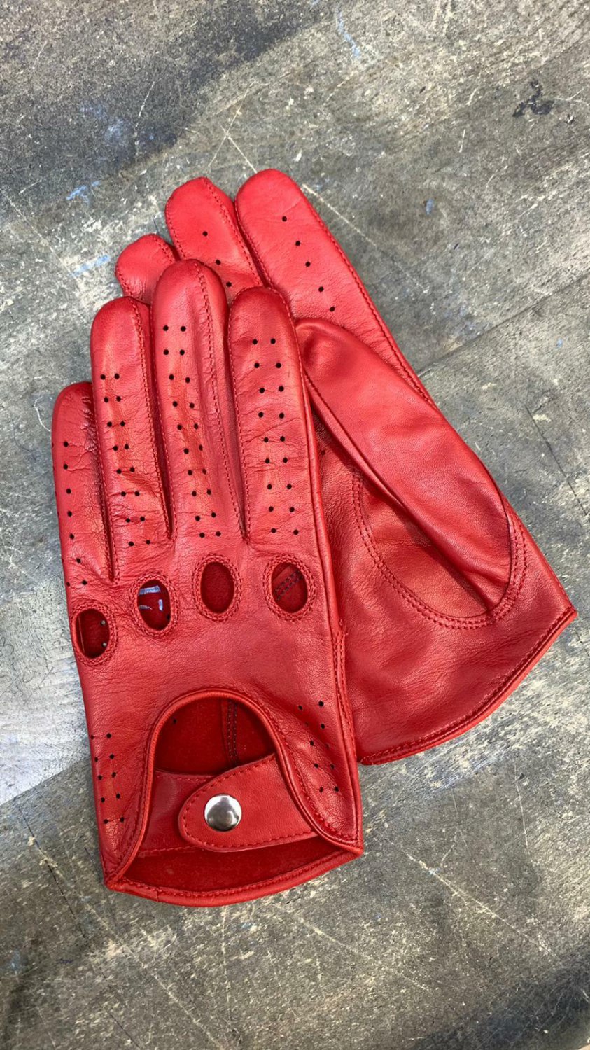 Men's Handmade Driving Red Super-Soft Napa Leather Gloves