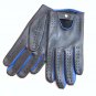 Men's Handmade Driving Italian Napa Leather Black & Blue Gloves