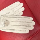 White Handmade Knitted Napa Leather Gloves For Men