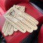 White Handmade Knitted Napa Leather Gloves For Men
