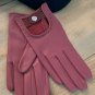 Women's Handmade Pink Touchscreen Driving Real Leather Gloves