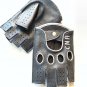 Personalized Fingerless Black Deerskin Leather Gloves for Men's