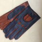 Driving Handmade Gloves Italian Genuine Leather Brown & Blue