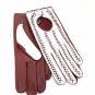 Brown & White Handmade Women's Driving Napa Leather Gloves