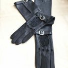 Handmade Women's Italian Napa Leather Lambskin Black Evening Unlined Gloves