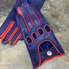 Driving Handmade Gloves for Men's made from Red & Blue Napa Leather
