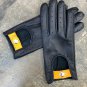 Black & Yellow Genuine Lambskin Leather for Men Driving Gloves Handmade