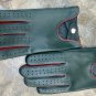 Men's Handmade Napa Leather Gloves for Driving Green & Red Contours