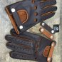 Handmade Napa Black & Brown Gloves with Removable Strap for Men's