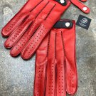 Handmade Napa Red Gloves with Removable Strap for Men's