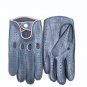 Menâs Driving Deerskin Blue & Grey Contoured Gloves