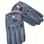 Menâs Driving Deerskin Blue & Grey Contoured Gloves