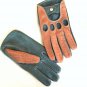Men's Driving Green & Cognac Real Napa Leather Handmade Gloves