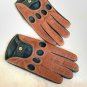 Men's Driving Green & Cognac Real Napa Leather Handmade Gloves