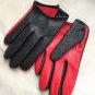 Driving Genuine Napa Leather Red & Black Gloves for Ladies