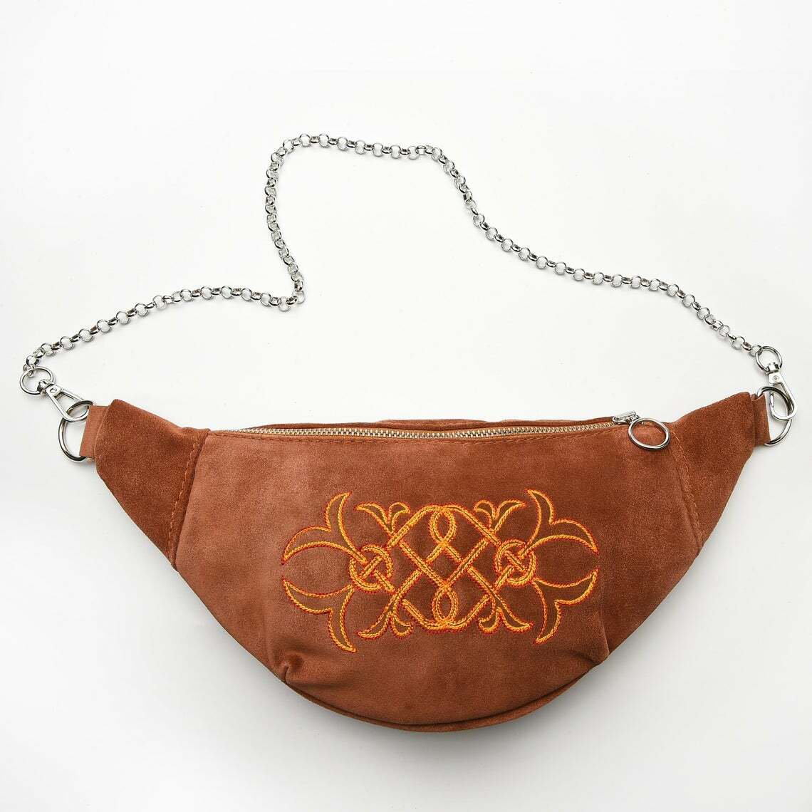 Light Brown Suede Belt Pouch Leather Adjustable Waist Bag