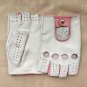 Fingerless Gloves for Ladies Driving Cycling White & Pink Handmade